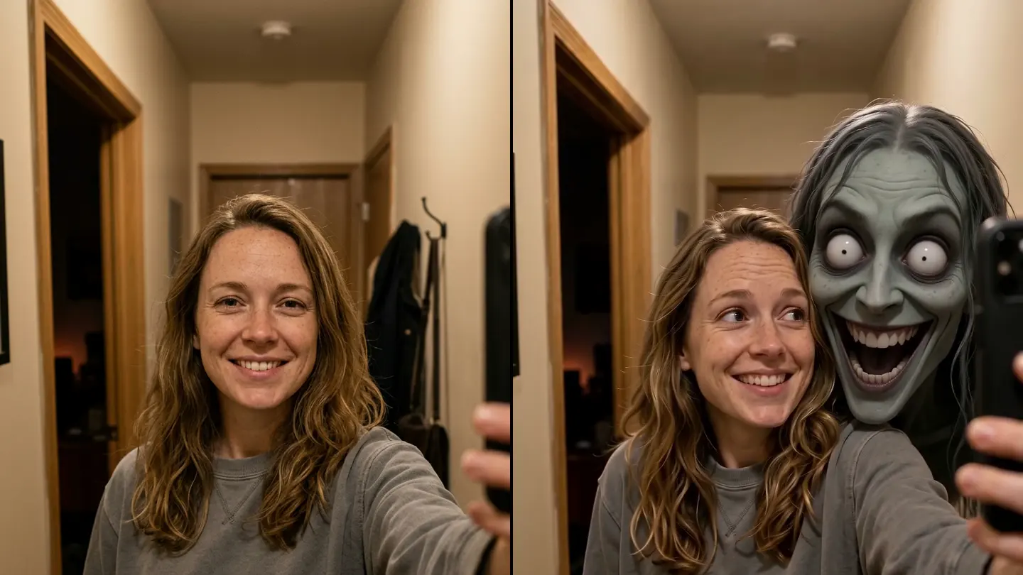 Selfie im Flur: das Foto und das letzte Bild des Videos